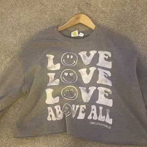 Smiley face grey sweatshirt, super soft and cozy